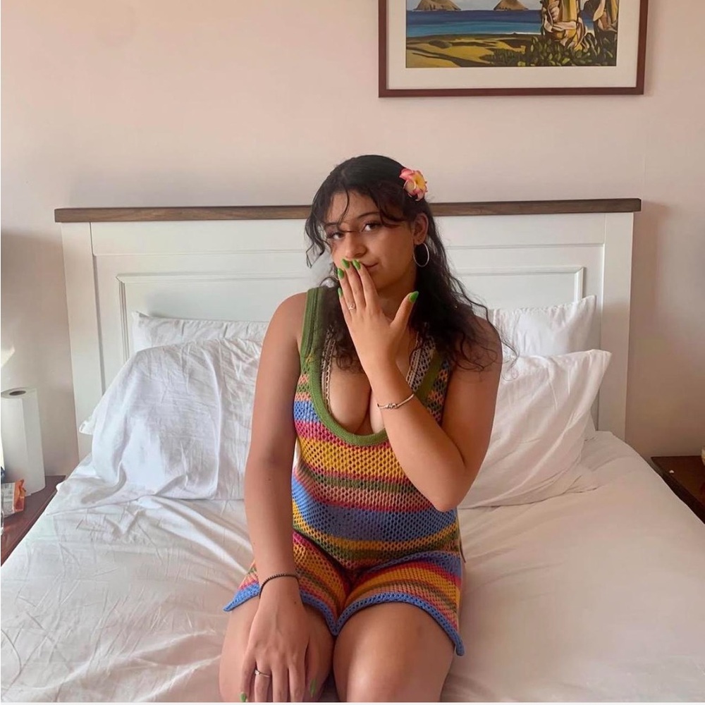 🌈 BDG urban outfitters Rainbow knitted mini dress bikini cover up